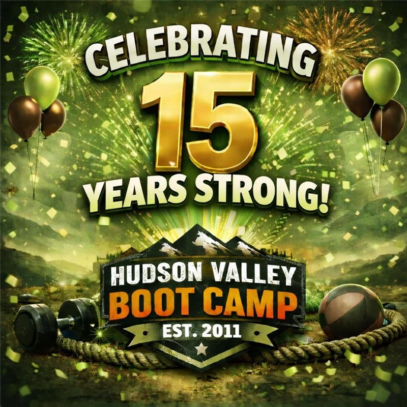 15 Years Strong Celebration Graphic | Hudson Valley Boot Camp